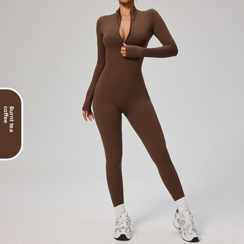 Women's Solid Zip-Up Skiing Jumpsuit